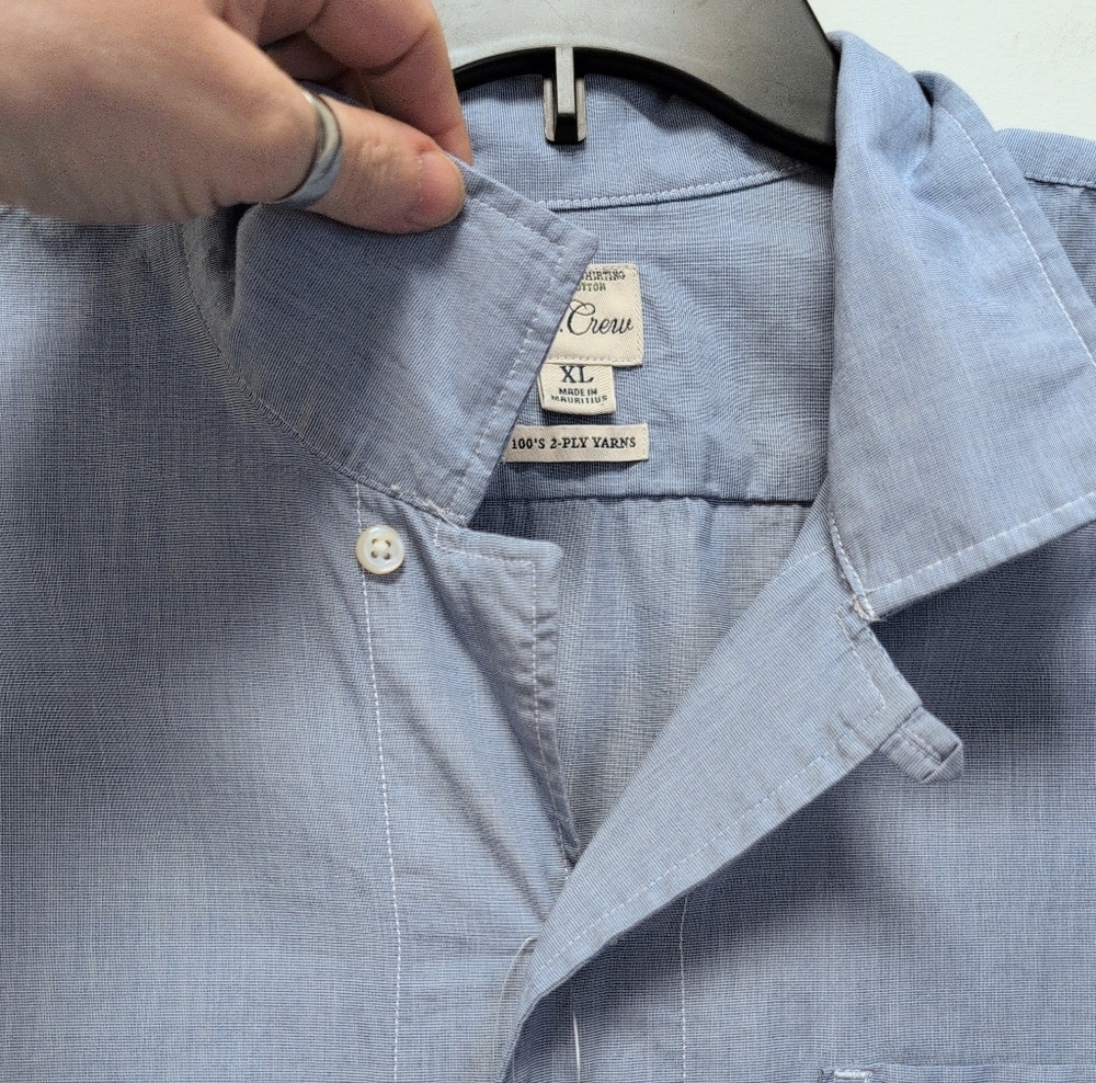 J. Crew Camp Collar Shirt Jacket XL NWT Blue Organic Cotton Utility - Picture 4 of 16